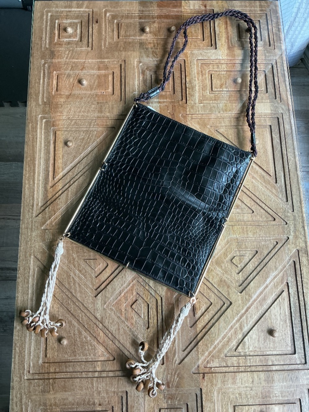 Elizabeth and James, crocodile embossed leather clutch - Picture 3 of 5